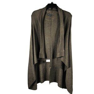 Adrianna Papell Womens Draped Cardigan Open Sweater Brown Large Whimsigoth